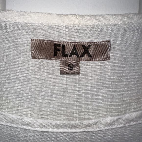 Flax Linen Top Small White Long Sleeve Pullover Lagenlook Layered - Picture 4 of 4